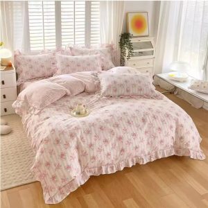 New Ruffles 100% Cotton Duvet Cover Set or Single Duvet Covers Floral Princess Style All Cotton Quilt Cover Queen Blanket Cover